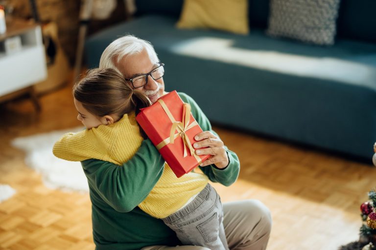senior receiving a gift